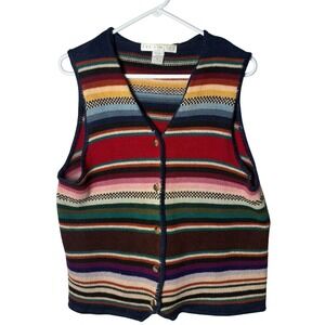 Vintage 90s The Limited Striped Knit Sweater Vest Boho GrandpaCore Women Medium